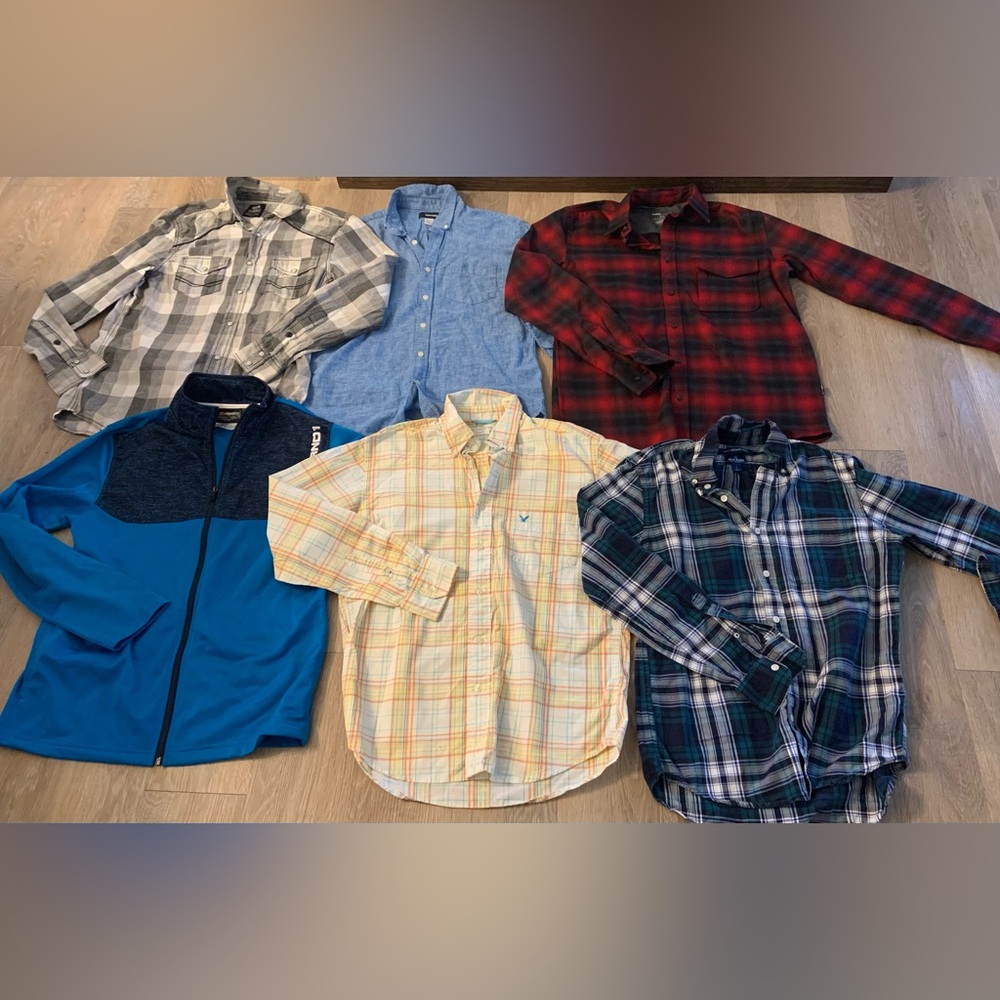 Lot Of Six Young Men's Size Small Casual Ling Sleeve Tops